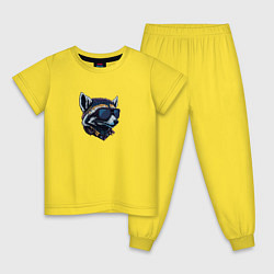 Пижама хлопковая детская Модный енот, цвет: желтый