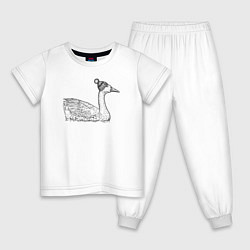 Пижама хлопковая детская Утка в шапке, цвет: белый