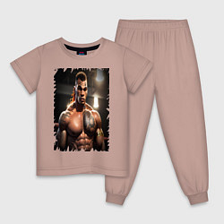 Пижама хлопковая детская Майк Тайсон лучший боксер, цвет: пыльно-розовый