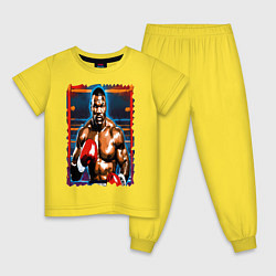 Пижама хлопковая детская Майк Тайсон на ринге, цвет: желтый