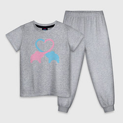 Пижама хлопковая детская Elephants love, цвет: меланж