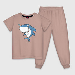 Пижама хлопковая детская Cute shark, цвет: пыльно-розовый