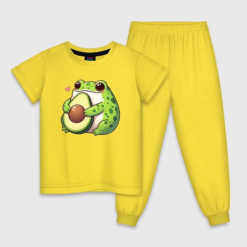 Детская пижама Лягушка обнимает авокадо / Желтый – фото 1
