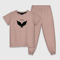 Пижама хлопковая детская Дикая птица силуэт, цвет: пыльно-розовый