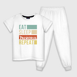 Пижама хлопковая детская Eat sleep Palworld rpeat, цвет: белый