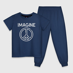 Пижама хлопковая детская Imagine peace, цвет: тёмно-синий
