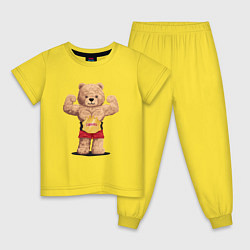 Пижама хлопковая детская Плюшевый медвежонок чемпион, цвет: желтый