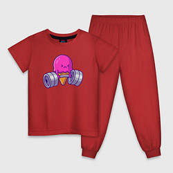 Пижама хлопковая детская Мороженое со штангой, цвет: красный