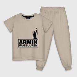 Пижама хлопковая детская Armin van buuren, цвет: миндальный
