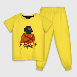 Пижама хлопковая детская Lethal Company: I Love the Company, цвет: желтый