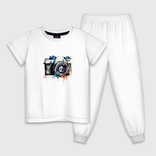 Детская пижама Фотоаппарат акварель / Белый – фото 1