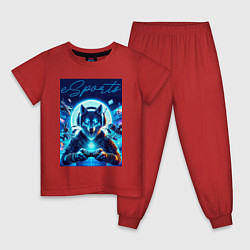 Пижама хлопковая детская Волчара - крутой геймер, цвет: красный