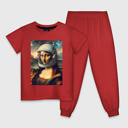Пижама хлопковая детская Mona Lisa astronaut - neural network, цвет: красный
