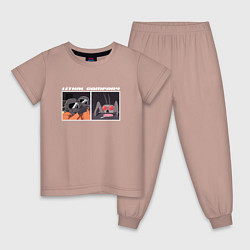 Пижама хлопковая детская Lethal Company: Memes, цвет: пыльно-розовый