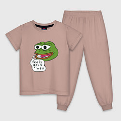 Пижама хлопковая детская Pepe feels good man, цвет: пыльно-розовый