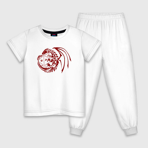 Детская пижама Дракон вокруг игральной кости / Белый – фото 1