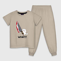 Пижама хлопковая детская What котёнок, цвет: миндальный