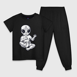 Пижама хлопковая детская Baby alien, цвет: черный