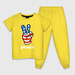 Пижама хлопковая детская USA peace, цвет: желтый