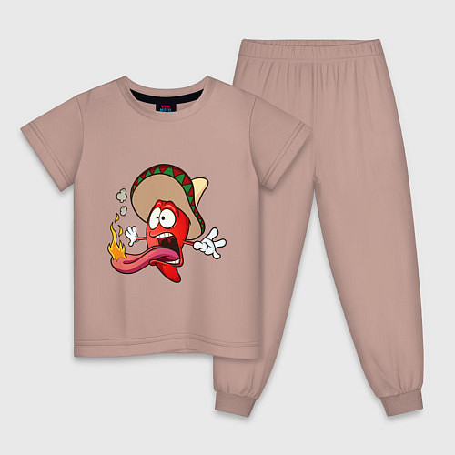 Детская пижама Горячий мексиканский перец / Пыльно-розовый – фото 1