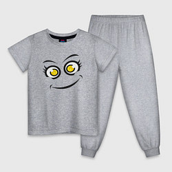 Пижама хлопковая детская Cute emoji, цвет: меланж