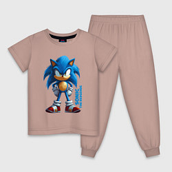 Пижама хлопковая детская Sonic - poster style, цвет: пыльно-розовый