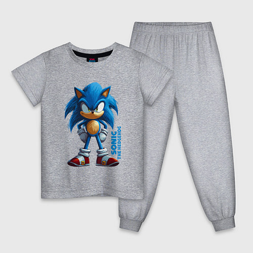 Детская пижама Sonic - poster style / Меланж – фото 1