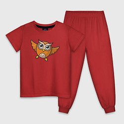 Пижама хлопковая детская Забавная сова, цвет: красный