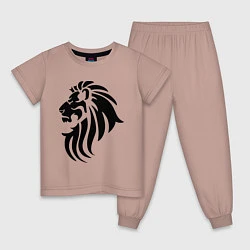 Пижама хлопковая детская Лев тату, цвет: пыльно-розовый