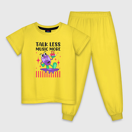 Детская пижама Веселый диск,меньше говори больше музыки / Желтый – фото 1