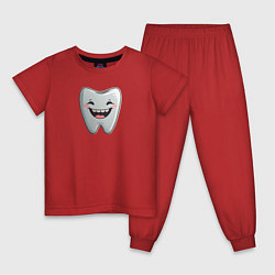 Пижама хлопковая детская Улыбающийся зуб, цвет: красный