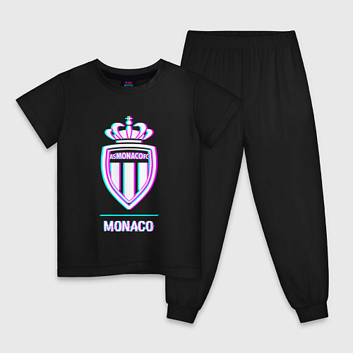 Детская пижама Monaco FC в стиле glitch / Черный – фото 1