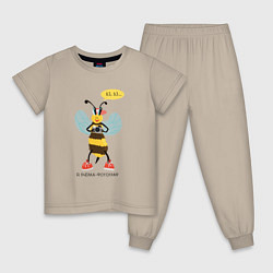 Пижама хлопковая детская Пчёлка-фотограф серия: весёлые пчёлки, цвет: миндальный