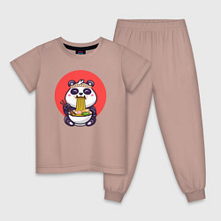 Пижама хлопковая детская Панда и рамен, цвет: пыльно-розовый