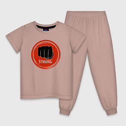 Пижама хлопковая детская MMA strong, цвет: пыльно-розовый