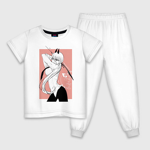 Детская пижама Человек бензопила Пауэр в офисном костюме / Белый – фото 1