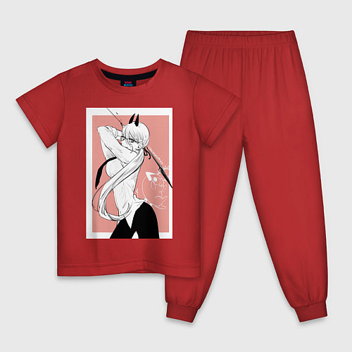 Детская пижама Человек бензопила Пауэр в офисном костюме / Красный – фото 1
