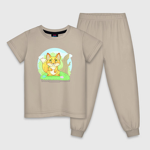 Детская пижама Забавная маленькая лиса / Миндальный – фото 1