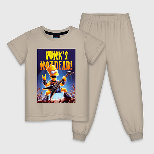 Детская пижама Bart Simpson - punks not dead / Миндальный – фото 1