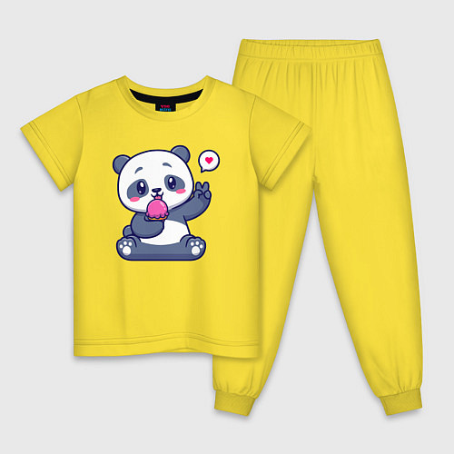 Детская пижама Ice cream panda / Желтый – фото 1