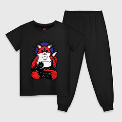 Пижама хлопковая детская Fox relax, цвет: черный