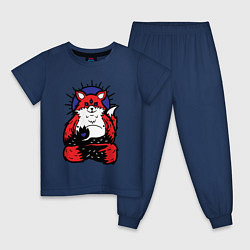 Пижама хлопковая детская Fox relax, цвет: тёмно-синий