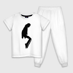 Пижама хлопковая детская Черный силуэт Майкла Джексона, цвет: белый