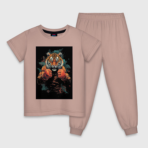 Детская пижама Боевой тигр Муай Тай / Пыльно-розовый – фото 1