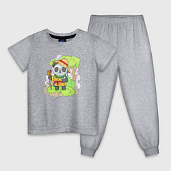 Пижама хлопковая детская Панда монах, цвет: меланж