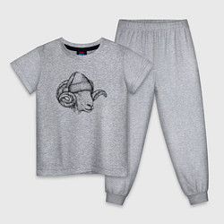 Пижама хлопковая детская Новогодний барашек, цвет: меланж