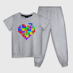 Пижама хлопковая детская Color tetris, цвет: меланж