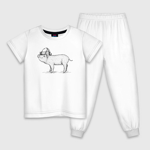 Детская пижама Новогодний минипиг / Белый – фото 1