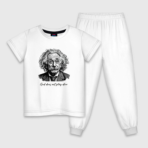 Детская пижама Прикол Эйнштейн бог не играет в кости / Белый – фото 1