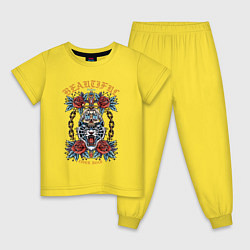 Пижама хлопковая детская Рёв тигра, цвет: желтый